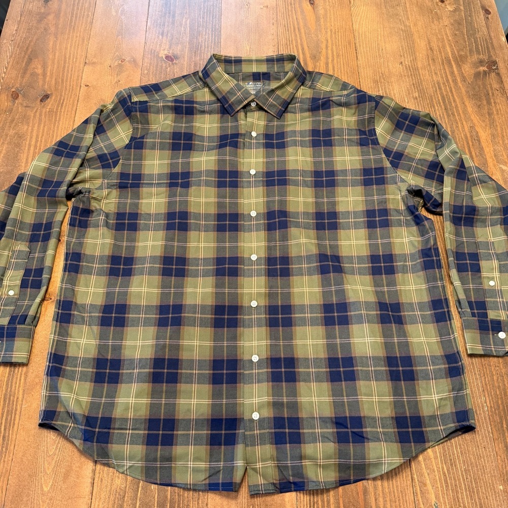 Vineyard Vines OTG Shirt Mens‎ 2XB Green Plaid On-The-Go Performance Button Down